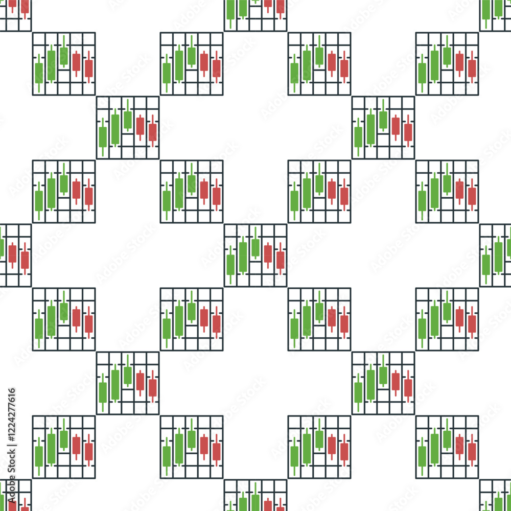 Poster stock market data visualization vector cryptocurrency candlestick chart seamless pattern