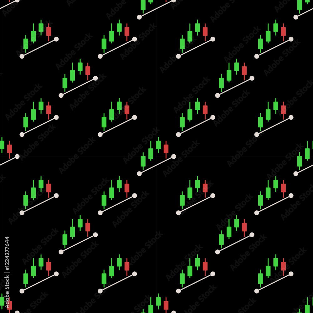 Aufkleber trading and crypto analytics vector colored seamless pattern