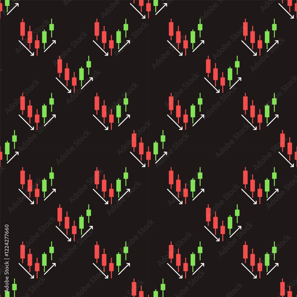 Poster trend reversal vector candlestick chart seamless pattern