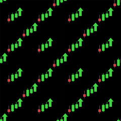 Uptrend Candlestick Chart vector Trading colored seamless pattern