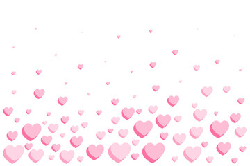 Love like background. Flying pink hearts frame for social media valentine and mothers day decoration for . Vector border.