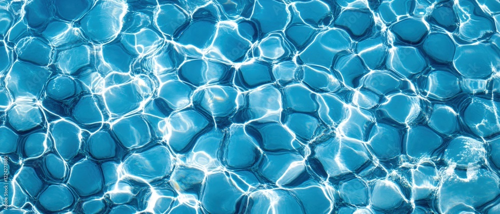 Poster abstract blue water texture with light reflections and ripples creating a dynamic pattern