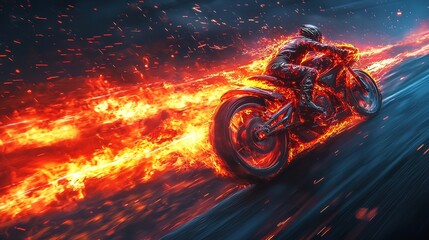 Fiery Motorcycle Speed