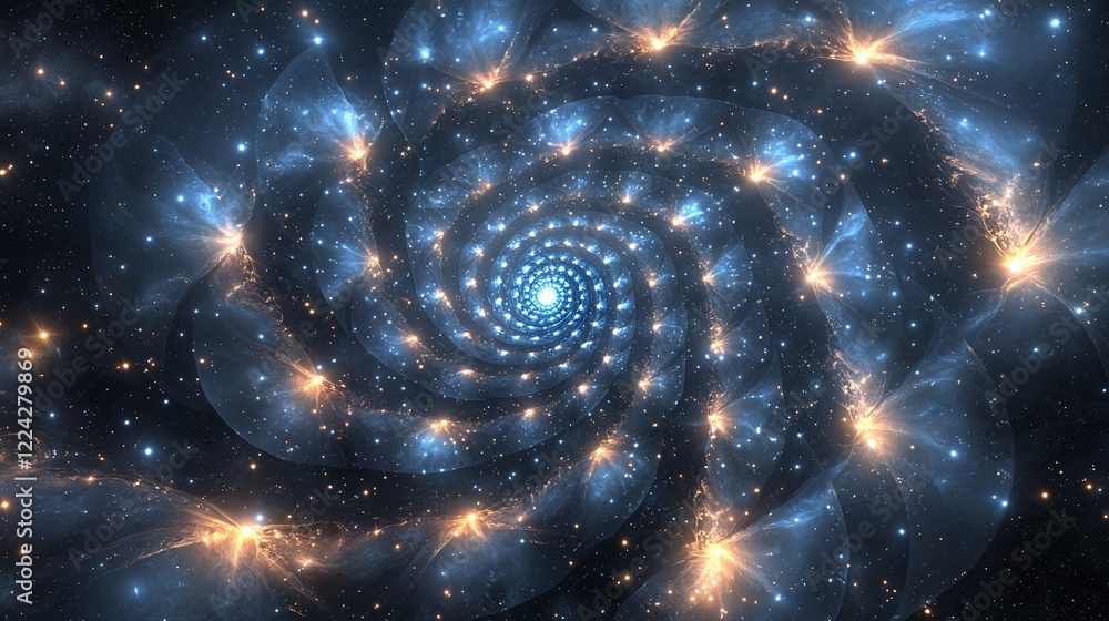 Aufkleber swirling galaxy with luminous stars and spiraling dust clouds in deep space, creating a mesmerizing 