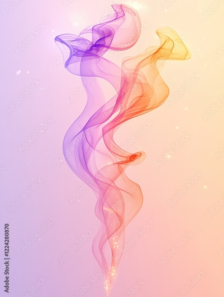 Aufkleber abstract flowing smoke effect with gradient colors on a soft pastel background with sparkles