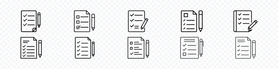Write To-Do List line icon. A paper with check mark and pencil icon, Checklist with pencil icon