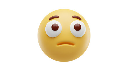 Fototapeta premium 3D Rendered Worried Emoji Face Illustration isolated on white background. Generative AI