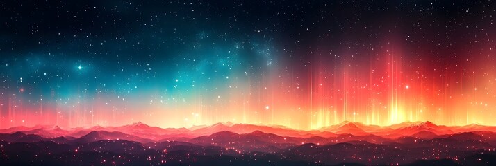 Obraz premium A gradient of starlit teal blending into bold ruby red.