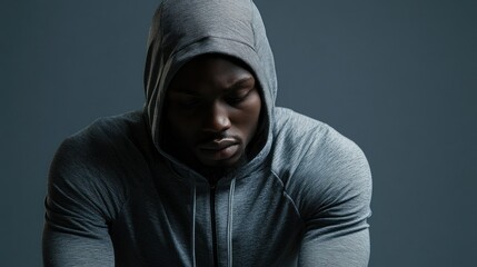A Nigerian fitness enthusiast in a stylish hoodie and modern winter sportswear, captured in high resolution against a minimal studio background.