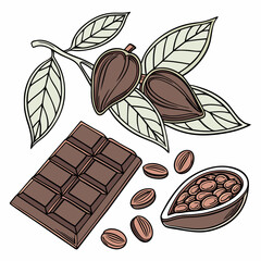 an image of a set of coffee chocolate isolated for chocolate day-related vector on the background 