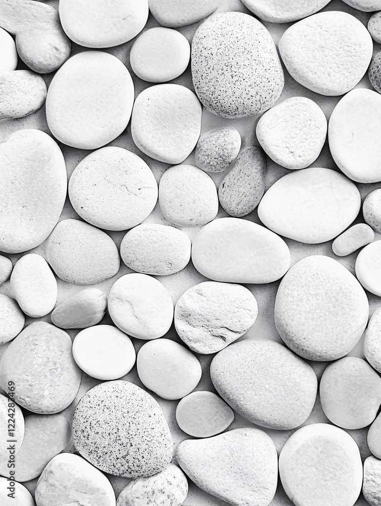 Poster white stones arranged in a pattern creating a textured background with a natural organic feel