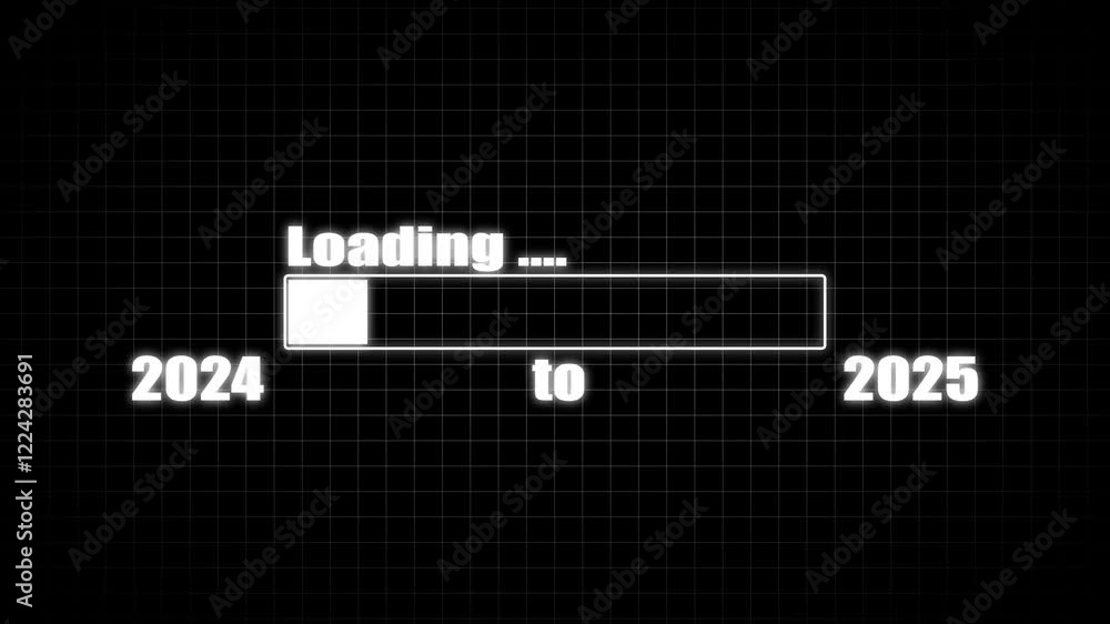 Aufkleber new year 2025 loading bar animation year changing from 2024 to 2025.new year 2024 to 2025 loading co