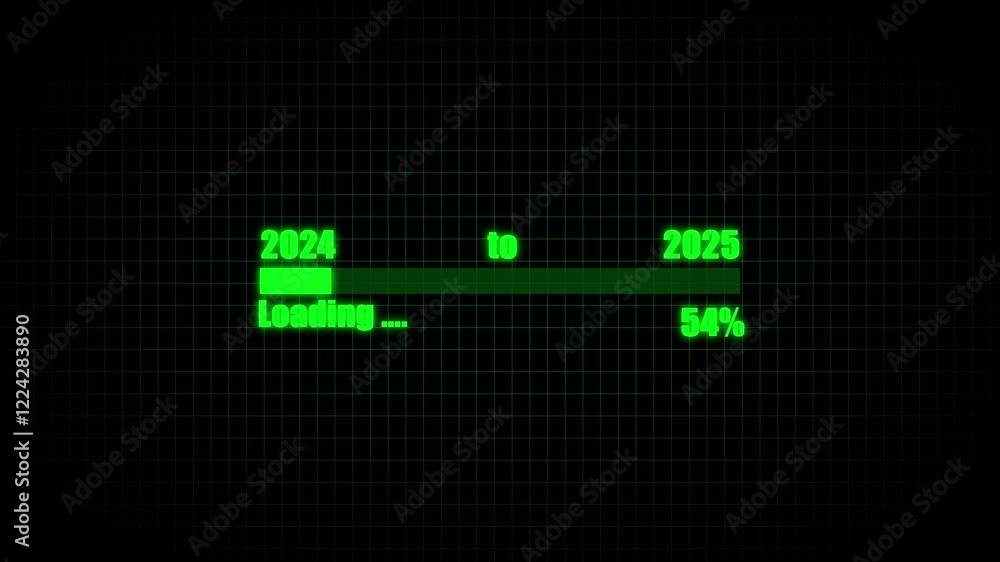 Poster loading bar from 2024 to 2025 new year transfer animation.
