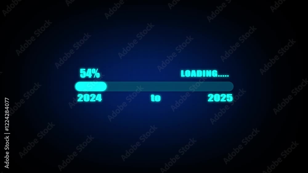 Poster new year 2024 to 2025 loading concept.new year 2025 loading bar animation.
