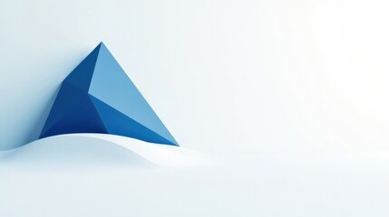 Fototapeta premium Abstract Blue Pyramid on a White Undulating Surface, Minimalist Geometric Design Illustration