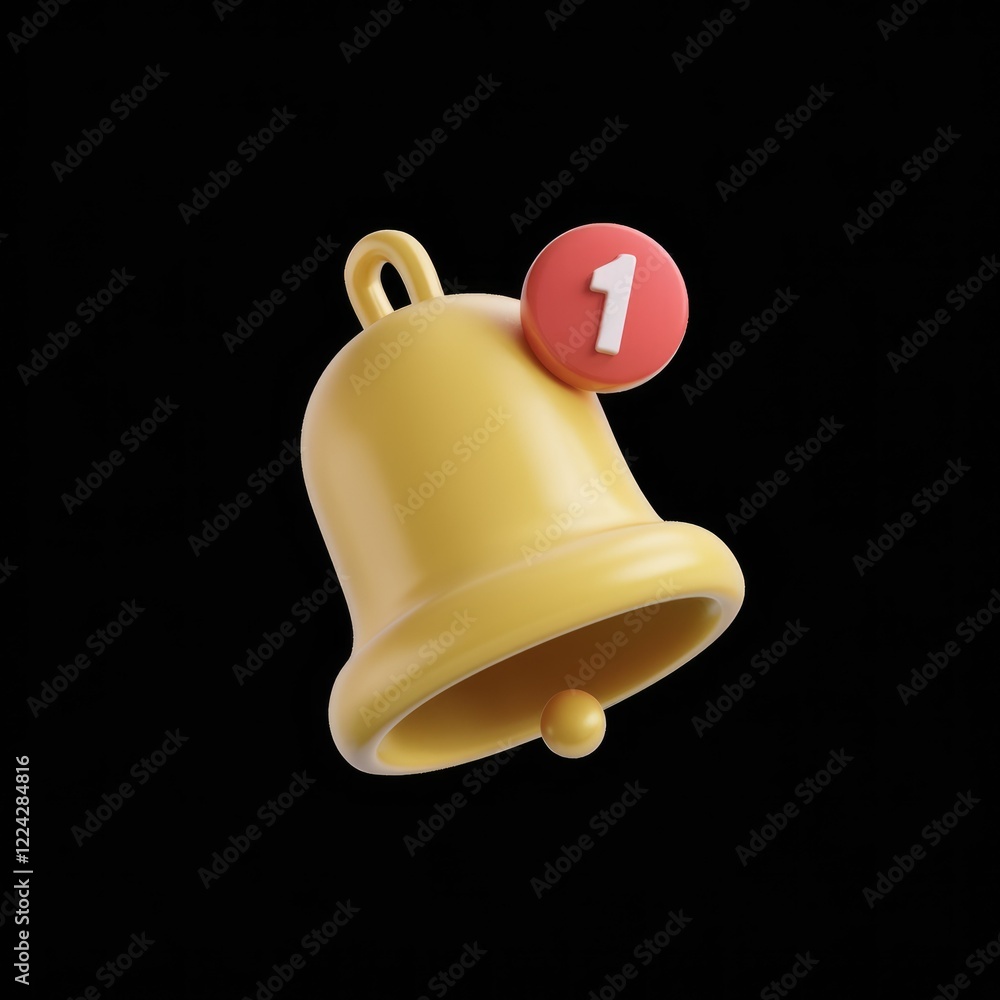 Poster a yellow notification bell with a red dot and the number one on it.
