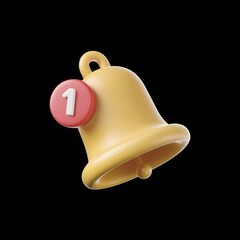A yellow bell with a red notification badge showing 1 on a transparent background.