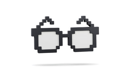 Pixel Art Glasses 3D Render Digital Design isolated on white background. Generative AI