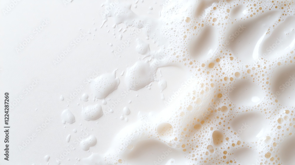 Aufkleber close-up of creamy foam texture, capturing the bubbles and smooth surface in a light and airy compos