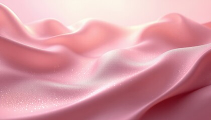 Obraz premium Smooth pink satin fabric with gentle waves and sparkling highlights