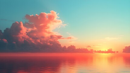 Naklejka premium A gradient of sunny orange blending into pale sky blue.