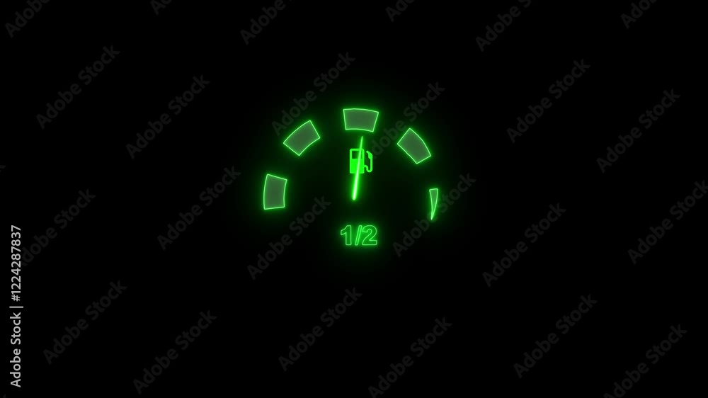 Poster neon speedometer icon.neon analog race car speedometer animation with black background