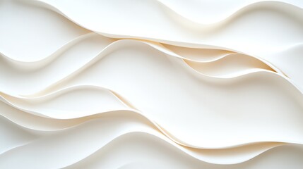 Obraz premium Abstract white paper waves creating a smooth, flowing texture. Ideal for backgrounds or design projects needing elegance and simplicity.