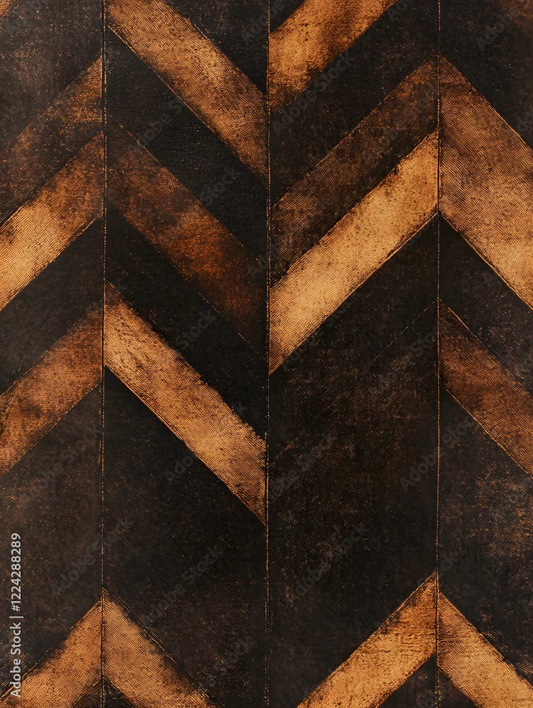 Poster Abstract Chevron Pattern with Rustic Bohemian Zigzag Design in Earthy Tones : Generative AI