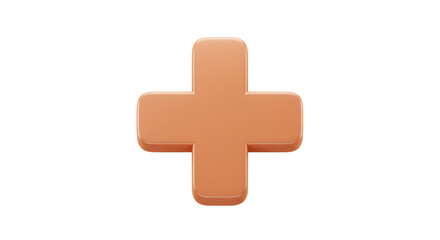Obraz premium 3D Rendered Plus Sign Orange Symbol Icon isolated on white background. Generative AI
