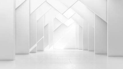 Fototapeta premium Minimalist White Geometric Tiled Background Soft Natural Lighting 3D Illustration