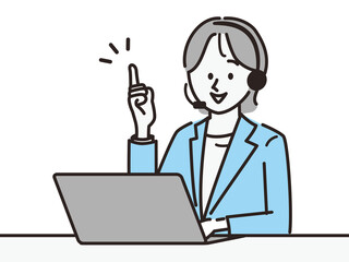 コールセンターで働く女性