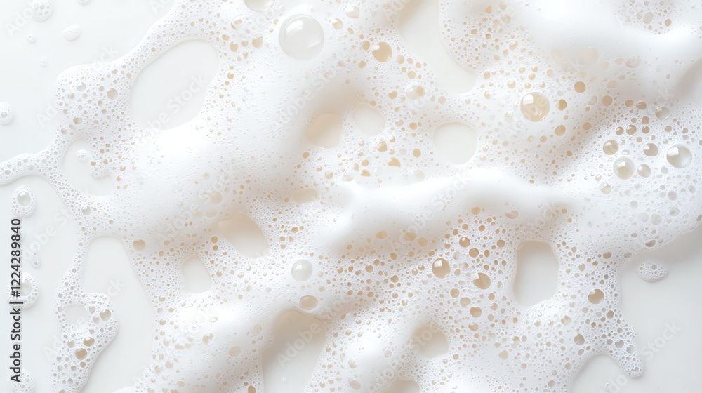 Poster close-up of white, foamy bubbles creating an abstract texture. ideal for backgrounds and design insp