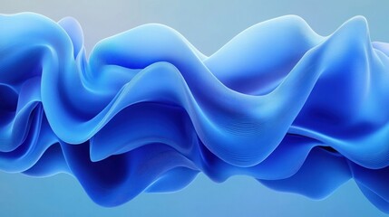 Obraz premium 3D Abstract Sculpture Waves Blue Glossy Curves Textile Fabric Background
