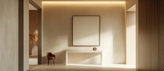 Minimalist Entryway with Blank Frame and Simple Decor featuring neutral tones and sunlight