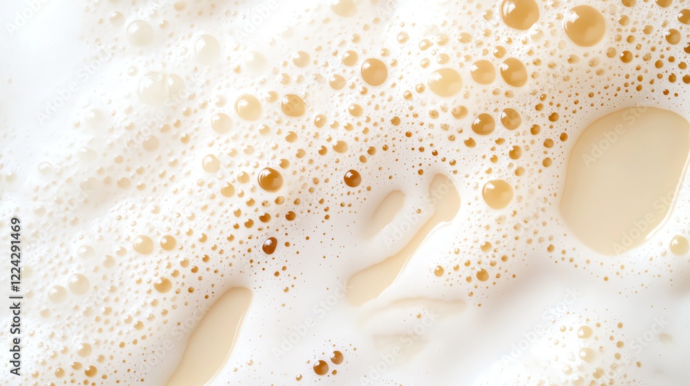 Aufkleber close-up of frothy, creamy beverage surface with bubbles. capturing the textured detail in a refresh