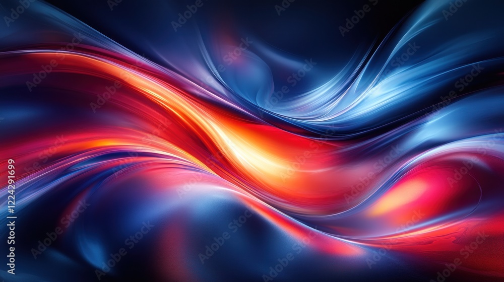 Aufkleber Fluid Abstract Dynamic Colorful Shapes with High Contrast Lights in Futuristic Background Design