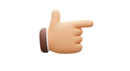 3D Cartoon Hand Pointing Left Direction Indicator isolated on white background. Generative AI