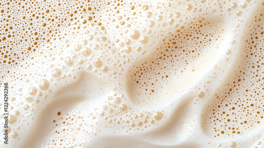 Poster close-up of frothy milk texture creating a sea of bubbles. perfect for beverage and dairy themes. ca