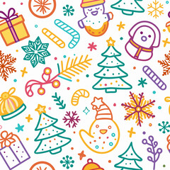 Festive Christmas doodle pattern.
