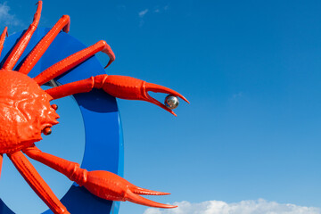 crab sculpture at the seaside