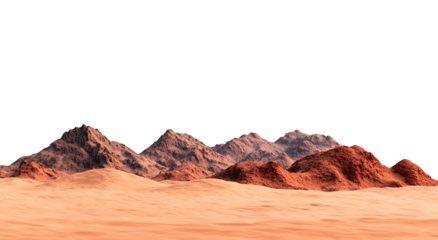 Panoramic view of red desert mountains.