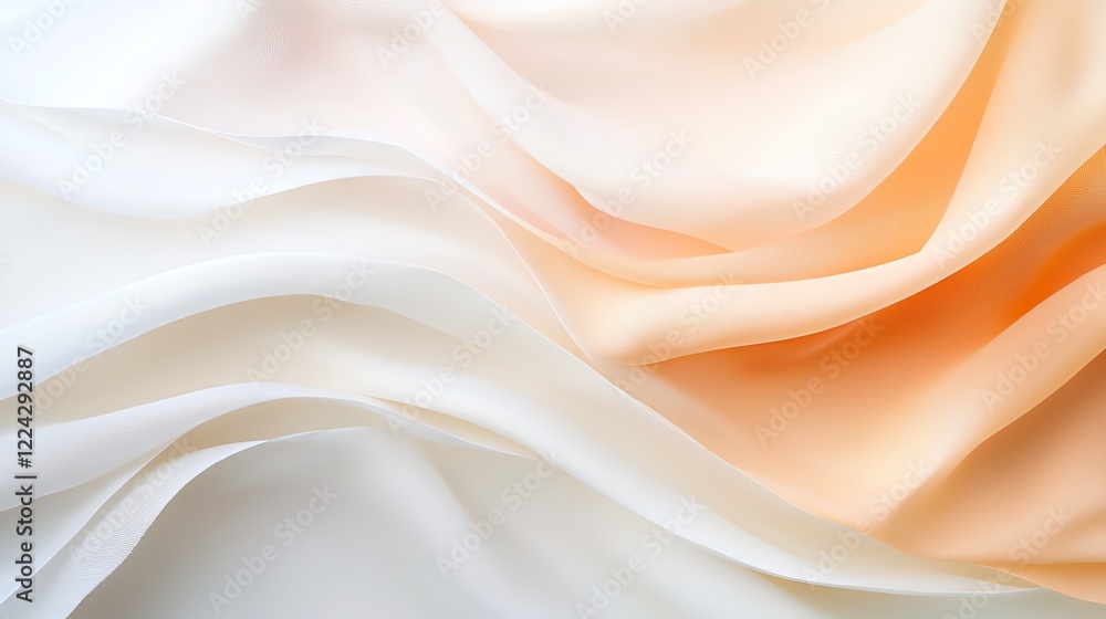 Poster soft peach and white fabric folds create a gentle, flowing abstract background conveying elegance an