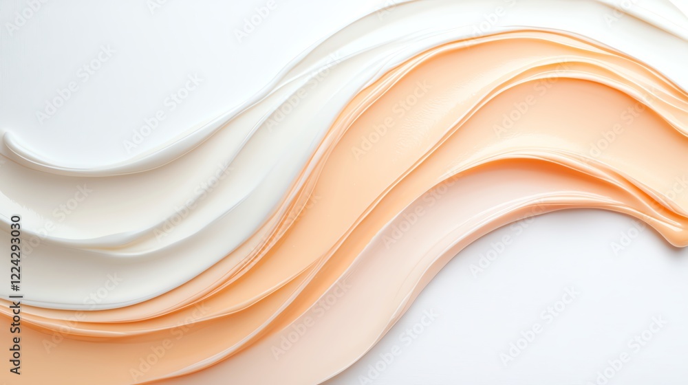 Poster abstract art with flowing peach and white waves creating a calming and elegant visual pattern for cr
