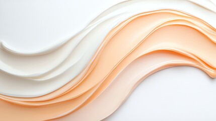 Obraz premium Abstract art with flowing peach and white waves creating a calming and elegant visual pattern for creative design projects.