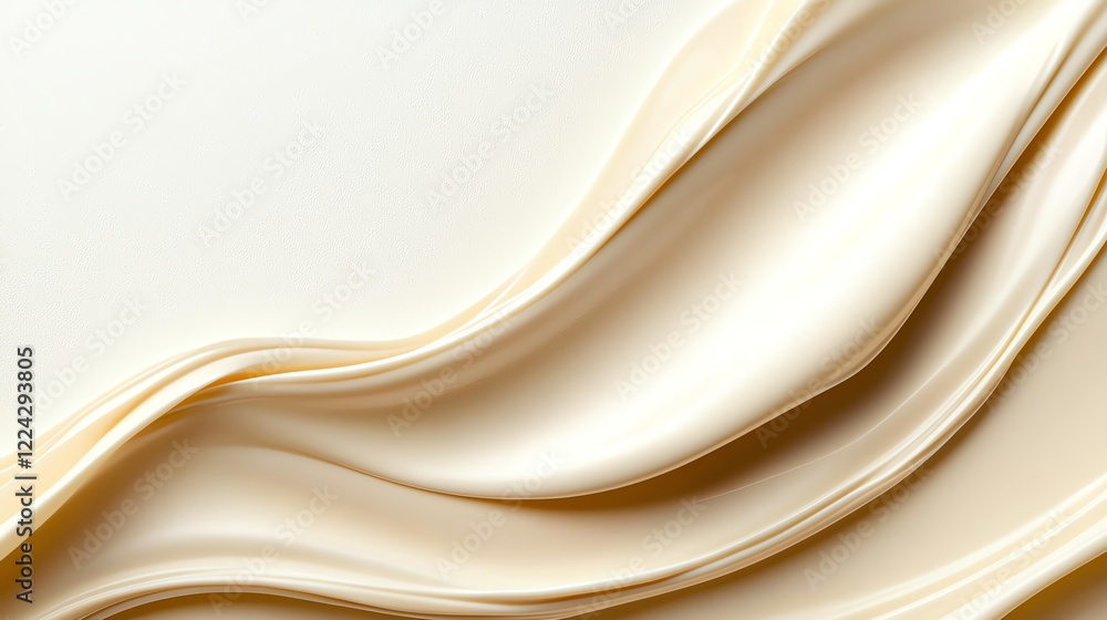Poster elegant cream-colored silk fabric with soft, flowing folds creating a luxurious and smooth abstract 