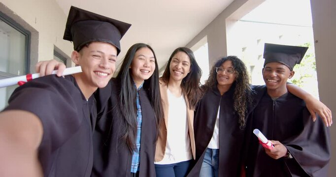 Diverse group of students celebrates graduation