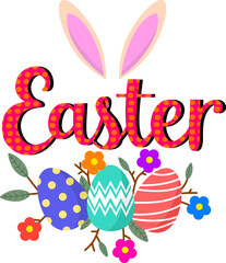 Colorful Easter decoration transparent background.