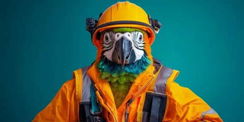 The playful image of a parrot highlights creativity and safety in an artistic way.