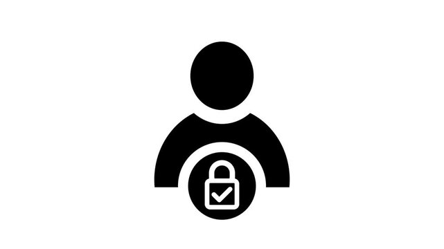 Black and white security icon with padlock