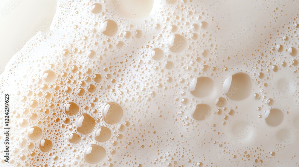 Poster close-up of frothy bubbles on a creamy liquid surface, creating an airy and textured appearance perf